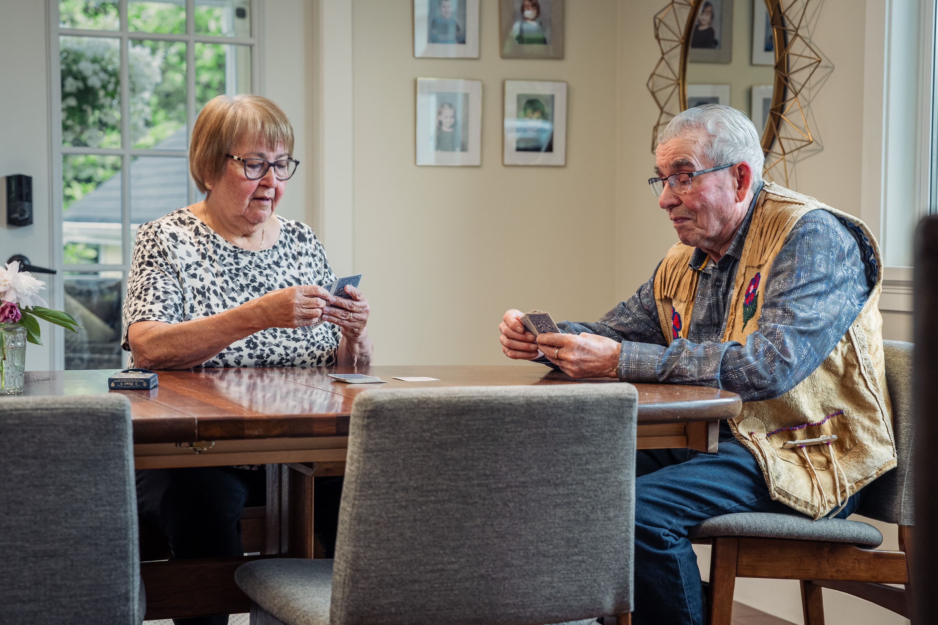 Residents playing cards together